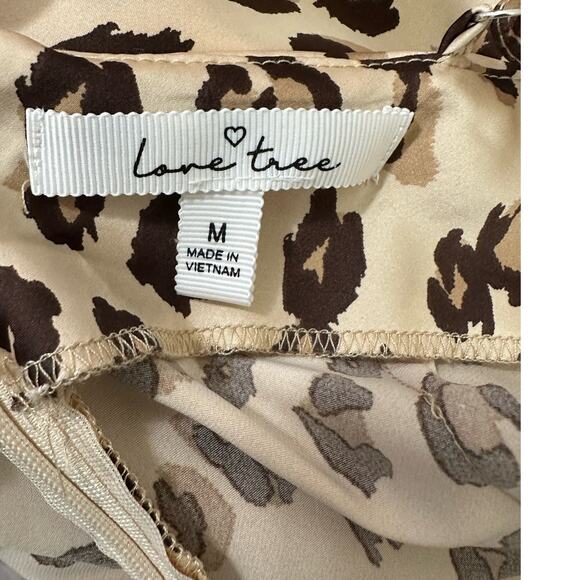 Love Tree cream brown animal print sleeveless slip mini dress size M - Picture 3 of 11